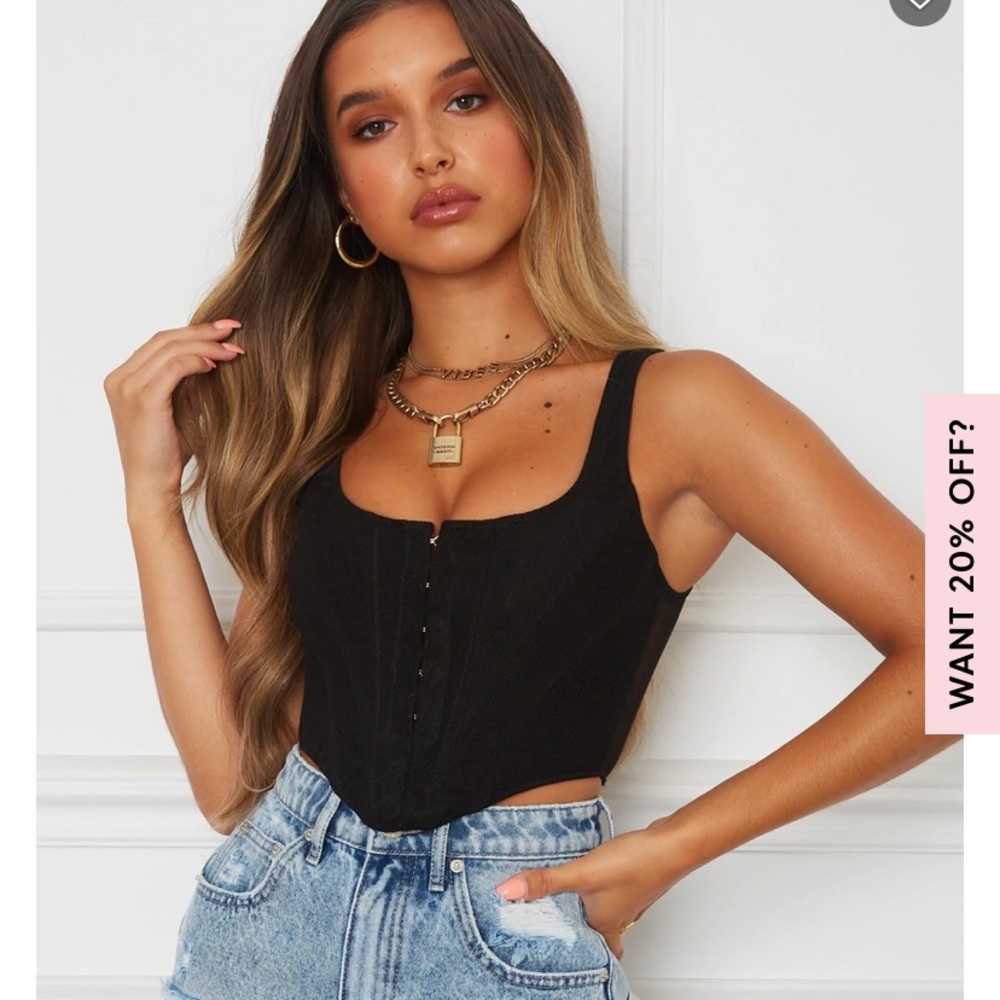 White fox black corset